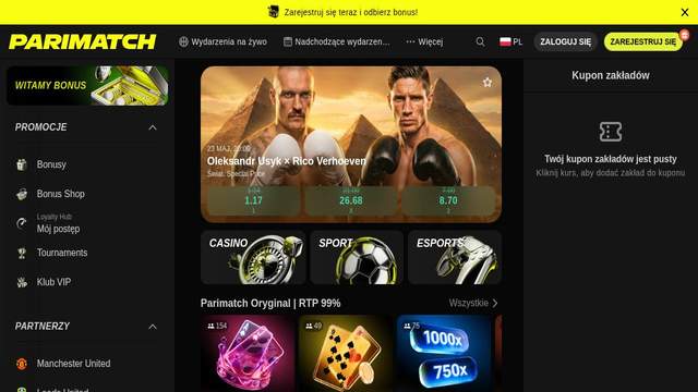 Parimatch casino screenshot